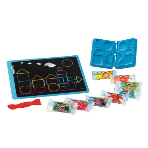 DIDO'BLOCKS TRENINO PASTA DA MODELLARE BABYTABLET CON SAGOME STAMPATE COLTELLINO E 400 GR DI PASTA COLORI ASSORTITI